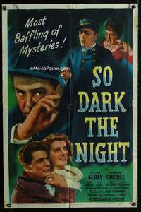 m626 SO DARK THE NIGHT one-sheet movie poster '46 most baffling mystery!