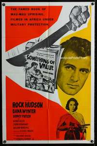 m632 SOMETHING OF VALUE one-sheet movie poster '57 Rock Hudson, Wynter