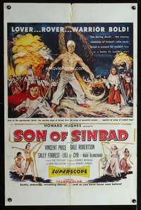 m639 SON OF SINBAD rare alternate style one-sheet movie poster '55 Hughes
