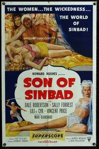 m638 SON OF SINBAD one-sheet movie poster '55 super sexy harem women!