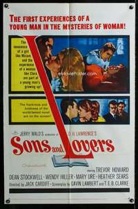 m642 SONS & LOVERS one-sheet movie poster '60 DH Lawrence, Trevor Howard