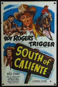 m645 SOUTH OF CALIENTE one-sheet movie poster '51 Roy Rogers & Trigger!