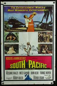 m646 SOUTH PACIFIC one-sheet movie poster '59 Rossano Brazzi, Gaynor