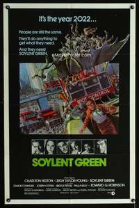 m647 SOYLENT GREEN one-sheet movie poster '73 Charlton Heston, Solie art!