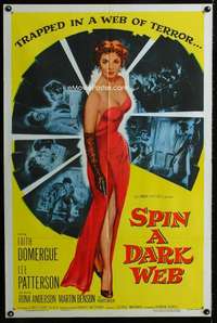 m649 SPIN A DARK WEB one-sheet movie poster '56 Faith Domergue, film noir!