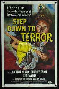 m662 STEP DOWN TO TERROR one-sheet movie poster '59 cool murder image!