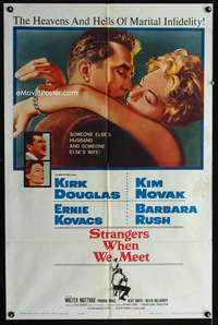 m666 STRANGERS WHEN WE MEET one-sheet movie poster '60 Kirk Douglas, Novak