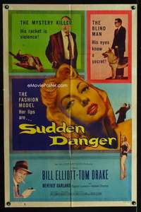 m668 SUDDEN DANGER one-sheet movie poster '56 Beverly Garland, Bill Elliot