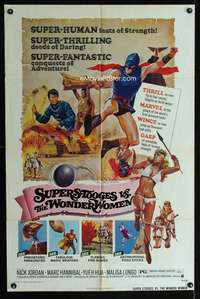 m671 SUPER STOOGES VS THE WONDERWOMEN one-sheet movie poster '75 Italian!