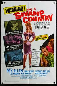 m674 SWAMP COUNTRY one-sheet movie poster '66 moonshine lovin' skeeters!