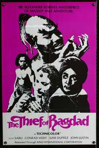 m688 THIEF OF BAGDAD purple one-sheet movie poster R78 Conrad Veidt, Sabu