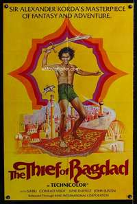 m689 THIEF OF BAGDAD yellow one-sheet movie poster R78 Conrad Veidt, Sabu