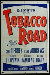 m690 TOBACCO ROAD one-sheet movie poster R47 Gene Tierney, John Ford