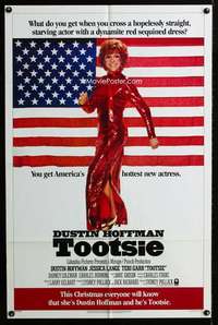 m691 TOOTSIE advance one-sheet movie poster '82 Dustin Hoffman in drag!