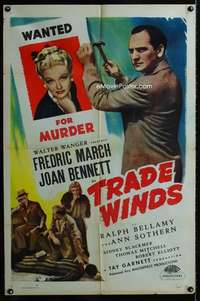 m694 TRADE WINDS one-sheet movie poster R48 Fredric March, Joan Bennett
