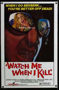 m706 WATCH ME WHEN I KILL one-sheet movie poster '77 killer sunglasses!
