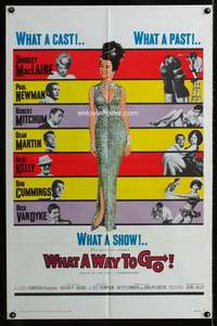 m709 WHAT A WAY TO GO one-sheet movie poster '64 Shirley MacLaine, Newman