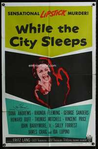 m711 WHILE THE CITY SLEEPS style A one-sheet movie poster '56 Fritz Lang