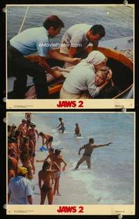 p486 JAWS 2 2 vintage movie color 8x10 mini lobby cards '78 Roy Scheider