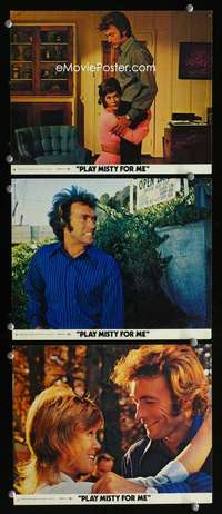 p397 PLAY MISTY FOR ME 3 vintage movie color 8x10 mini lobby cards '71 Eastwood