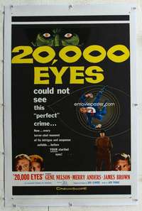 s020 20,000 EYES linen one-sheet movie poster '61 the perfect crime!