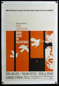 s057 BIRDMAN OF ALCATRAZ linen one-sheet movie poster '62 Burt Lancaster