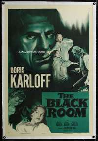 s059 BLACK ROOM linen one-sheet movie poster R55 Boris Karloff, horror