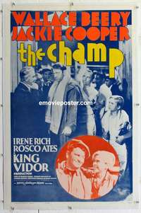 s086 CHAMP linen one-sheet movie poster R62 Beery, Cooper, boxing epic!
