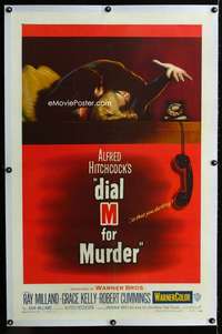 s108 DIAL M FOR MURDER linen one-sheet movie poster '54Hitchcock,Grace Kelly
