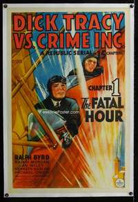 s011 DICK TRACY VS CRIME INC linen Chap 1 one-sheet movie poster '41 serial!