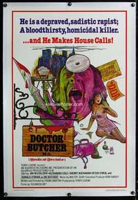 s111 DOCTOR BUTCHER MD linen one-sheet movie poster '81 Medical Deviate!