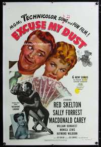 s121 EXCUSE MY DUST linen one-sheet movie poster '51 Red Skelton, Keaton