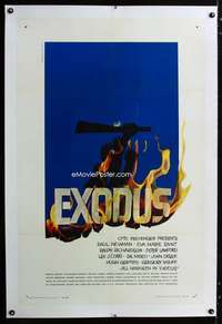 s122 EXODUS linen one-sheet movie poster '61 Newman, classic Saul Bass art!