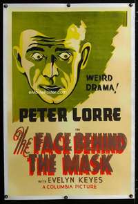 s123 FACE BEHIND THE MASK linen Canadian 1sh '41 Peter Lorre
