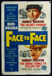 s124 FACE TO FACE linen one-sheet movie poster '52 James Mason, Preston