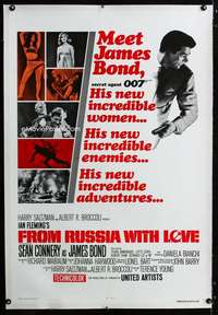 s141 FROM RUSSIA WITH LOVE linen one-sheet movie poster R80 Connery as Bond