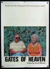 s144 GATES OF HEAVEN linen one-sheet movie poster '80 Errol Morris classic!