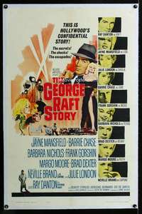 s147 GEORGE RAFT STORY linen one-sheet movie poster '61 Jayne Mansfield