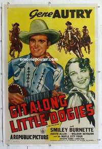 s152 GIT ALONG LITTLE DOGIES linen one-sheet movie poster R44 Gene Autry