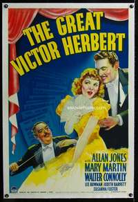 s160 GREAT VICTOR HERBERT linen one-sheet movie poster '39 Mary Martin
