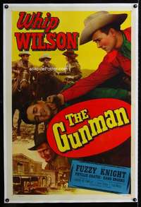 s163 GUNMAN linen one-sheet movie poster '52 Whip Wilson, Phyllis Coates