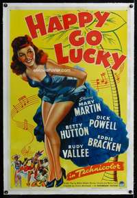 s166 HAPPY GO LUCKY linen one-sheet movie poster '43 sexy Mary Martin!