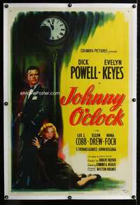 s199 JOHNNY O'CLOCK linen style A one-sheet movie poster '46 Dick Powell