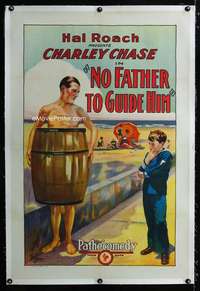 s252 NO FATHER TO GUIDE HIM linen one-sheet movie poster '25 Charley Chase