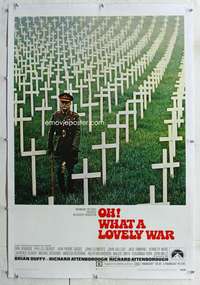 s257 OH WHAT A LOVELY WAR linen one-sheet movie poster '69 field of crosses!