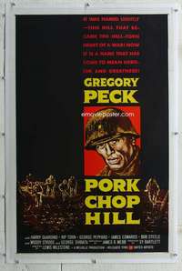 s276 PORK CHOP HILL linen one-sheet movie poster '59 Gregory Peck, Korean War