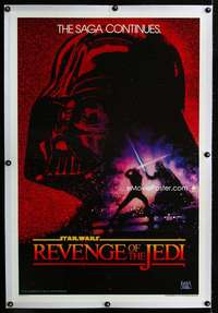 s288 RETURN OF THE JEDI linen teaser one-sheet movie poster '83 Revenge!