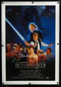 s287 RETURN OF THE JEDI linen style B one-sheet movie poster '83 George Lucas