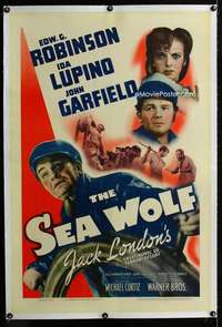 s299 SEA WOLF linen one-sheet movie poster '41 Edward G. Robinson, Lupino