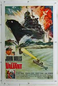 s354 VALIANT linen one-sheet movie poster '62 John Mills, Robert Shaw